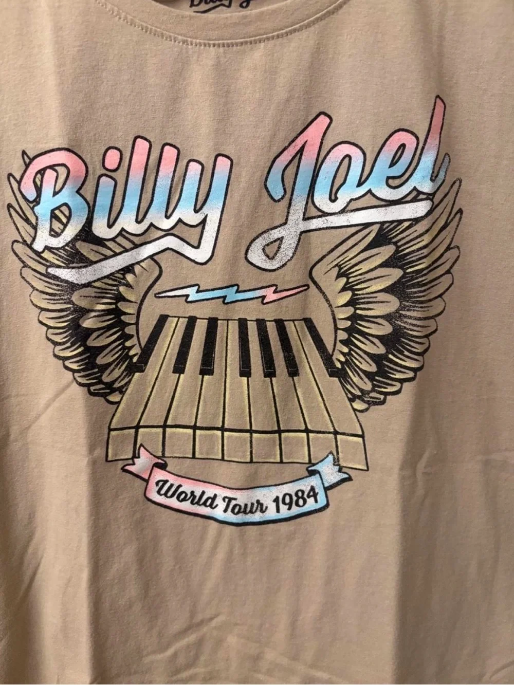 Billy Joel Beige Graphic Tee - Women's Short Sleeve